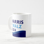 Harris Walz 2024 für President Blue Wave Kaffeetasse (Vorderseite Links)