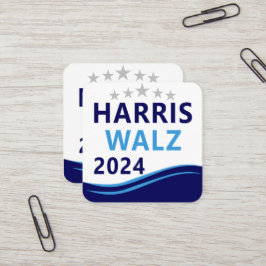 Harris Walz 2024 für President Blue Wave Quadratische Visitenkarte