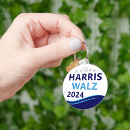 Harris Walz 2024 für President Blue Wave Schlüsselanhänger
