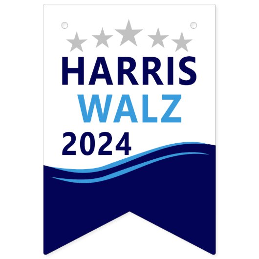 Harris Walz 2024 für President Blue Wave Wimpelkette (Zweite Fahne)