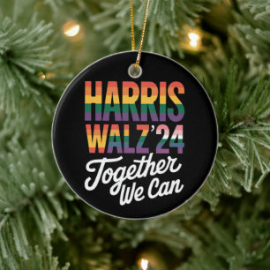 Harris Walz 2024 gemeinsam können wir LGBTQIA wähl Keramik Ornament