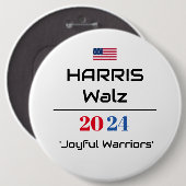 Harris Walz 2024 "Joyful Warriors" Button (Vorne & Hinten)