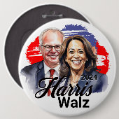 Harris Walz 2024: Jumbo-Sized Button (Vorne & Hinten)