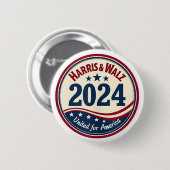 Harris Walz 2024 Kamala Harris Tim Waltz USA Flag Button (Vorne & Hinten)