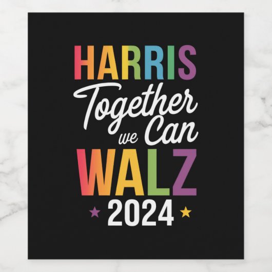 Harris Walz 2024 Kamala zusammen LGBT Weinetikett (Einzelnes Label)