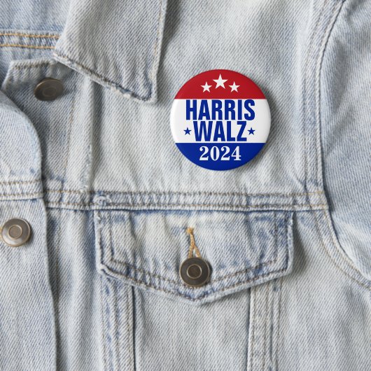 Harris Walz 2024 Kampagne Red Blue Button (Beispiel)