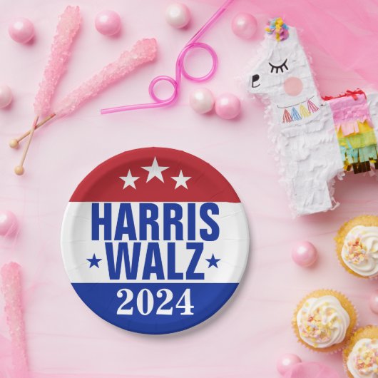 Harris Walz 2024 Kampagne Red Blue Pappteller (Party)