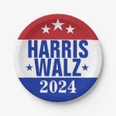 Harris Walz 2024 Kampagne Red Blue Pappteller (Vorderseite)