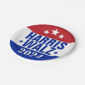 Harris Walz 2024 Kampagne Red Blue Pappteller (Schrägansicht)