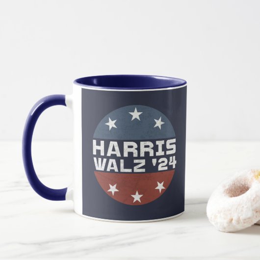 Harris Walz 2024 Kampagne USA Flag Tasse (Mit Donut)