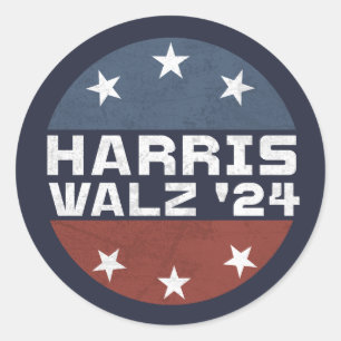 Harris Walz 2024 Kampagne USA-Flagge Runder Aufkleber