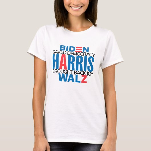 Harris/Walz 2024 kurzes Schlitten T-Shirt (Vorderseite)