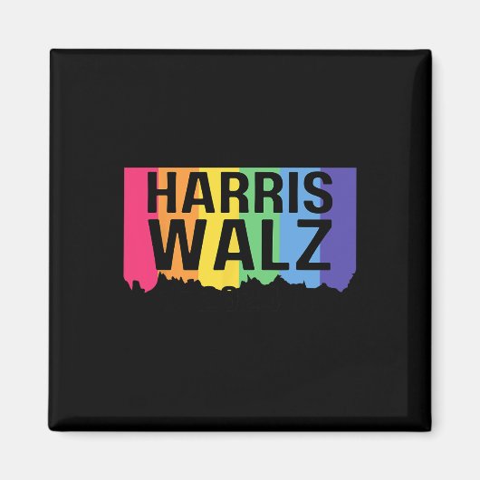 Harris Walz 2024 Lgbtq Gay Pride Rainbow Kamala Ha Magnet (Vorne)