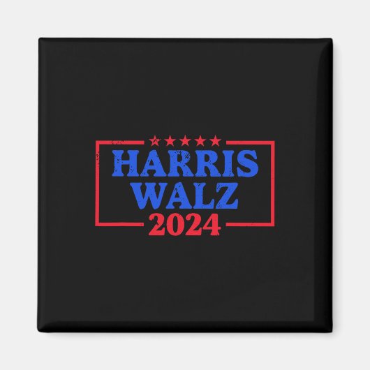 Harris Walz 2024 Logo für die Kampagne Slogan Kam Magnet (Vorne)