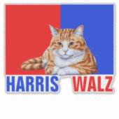 Harris Walz 2024 offensichtlich Cat Red Blue Aufkleber (Vorderseite)