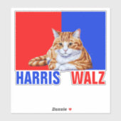 Harris Walz 2024 offensichtlich Cat Red Blue Aufkleber (Blatt)