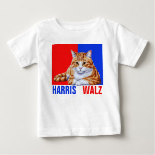 Harris Walz 2024 offensichtlich Cat Red Blue Baby T-shirt