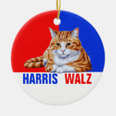 Harris Walz 2024 offensichtlich Cat Red Blue Keramik Ornament (Vorne)