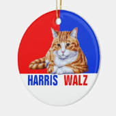 Harris Walz 2024 offensichtlich Cat Red Blue Keramik Ornament (Links)