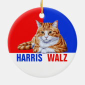 Harris Walz 2024 offensichtlich Cat Red Blue Keramik Ornament (Hinten)