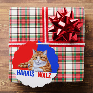 Harris Walz 2024 offensichtlich Cat Red Blue Ornament Karte