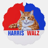 Harris Walz 2024 offensichtlich Cat Red Blue Ornament Karte (Rückseite)