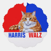 Harris Walz 2024 offensichtlich Cat Red Blue Ornament Karte (Vorderseite)