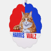 Harris Walz 2024 offensichtlich Cat Red Blue Ornament Karte (Links)