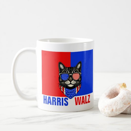 Harris Walz 2024 offensichtlich Kaffeetasse (Mit Donut)