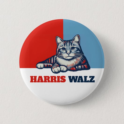 Harris Walz 2024 offensichtlich Katze Button (Vorderseite)