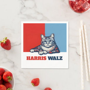 Harris Walz 2024 offensichtlich Katze Serviette