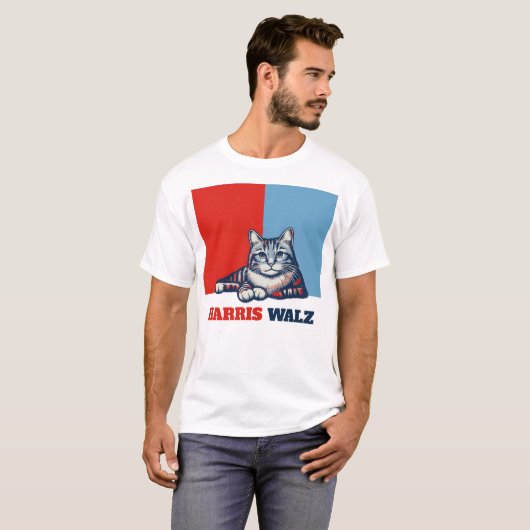 Harris Walz 2024 offensichtlich Katze T-Shirt (Vorne ganz)