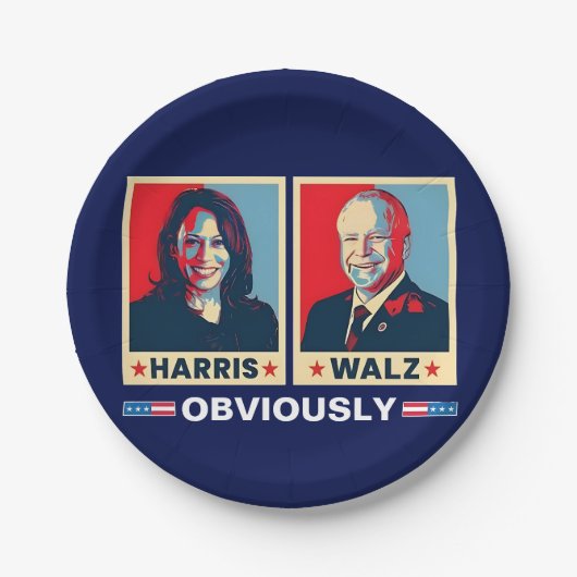 Harris Walz 2024 offensichtlich Pappteller (Vorderseite)