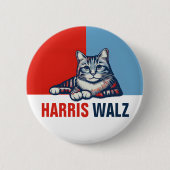 Harris Walz 2024 offensichtlich Red Blue Cat Button (Vorderseite)