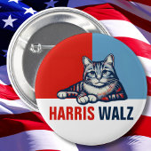 Harris Walz 2024 offensichtlich Red Blue Cat Button