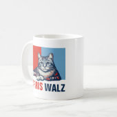 Harris Walz 2024 offensichtlich Red Blue Cat Kaffeetasse (Vorderseite Links)