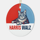 Harris Walz 2024 offensichtlich Red Blue Cat Keramik Ornament (Links)
