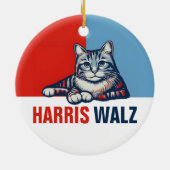 Harris Walz 2024 offensichtlich Red Blue Cat Keramik Ornament (Hinten)