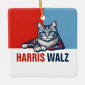 Harris Walz 2024 offensichtlich Red Blue Cat Keramikornament (Vorderseite)
