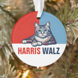 Harris Walz 2024 offensichtlich Red Blue Cat Ornament