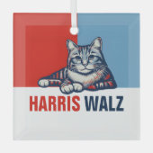 Harris Walz 2024 offensichtlich Red Blue Cat Ornament Aus Glas (Vorderseite)