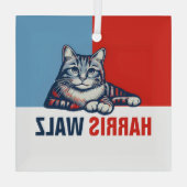 Harris Walz 2024 offensichtlich Red Blue Cat Ornament Aus Glas (Rückseite)