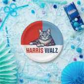 Harris Walz 2024 offensichtlich Red Blue Cat Pappteller (Party)