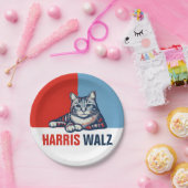 Harris Walz 2024 offensichtlich Red Blue Cat Pappteller (Party)