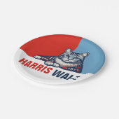 Harris Walz 2024 offensichtlich Red Blue Cat Pappteller (Schrägansicht)