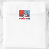 Harris Walz 2024 offensichtlich Red Blue Cat Quadratischer Aufkleber (Tasche)