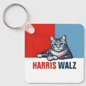 Harris Walz 2024 offensichtlich Red Blue Cat Schlüsselanhänger (Vorderseite)