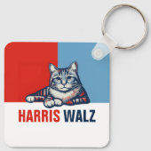 Harris Walz 2024 offensichtlich Red Blue Cat Schlüsselanhänger (Rückseite)