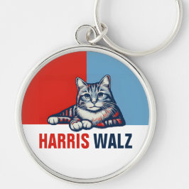 Harris Walz 2024 offensichtlich Red Blue Cat Schlüsselanhänger