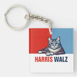 Harris Walz 2024 offensichtlich Red Blue Cat Schlüsselanhänger